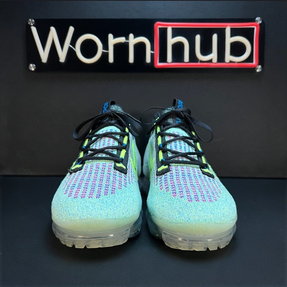 Nike Air Vapormax 2021 Flyknit • DX3368 700 • Volt / Blue • WMN Sz 10 / MENS 8.5 - Picture 2 of 10